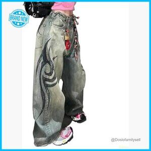 Y2K Retro Streetwear Baggy Jeans High Waisted Wide Leg Goth Harajuku Style